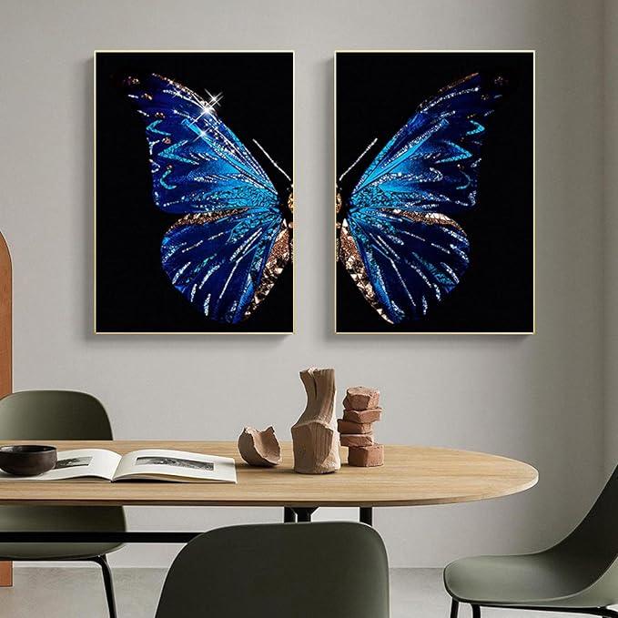 2Pcs Butterfly Wing Crystal Porcelain Decorative Wall Art