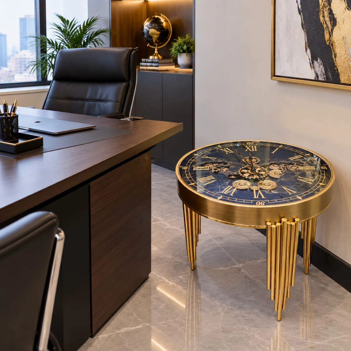 Gear clock coffee table