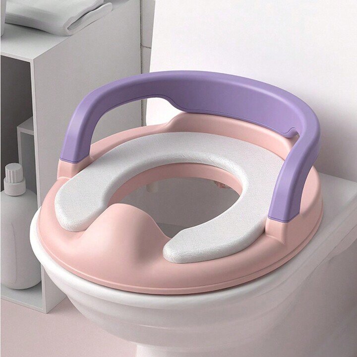 Baby Toddler Toilet Training Seat with Handles & Soft Pad, Child Kids Potty Seat Toilet Seat Attachment for Boys and Girls, Anti-Slip Design & Splashs Guard