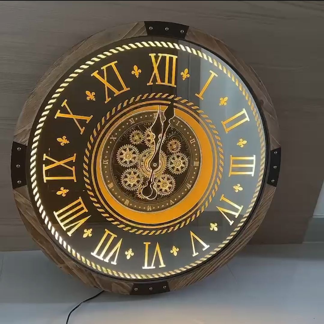 LED vintage wall clock with a remote control