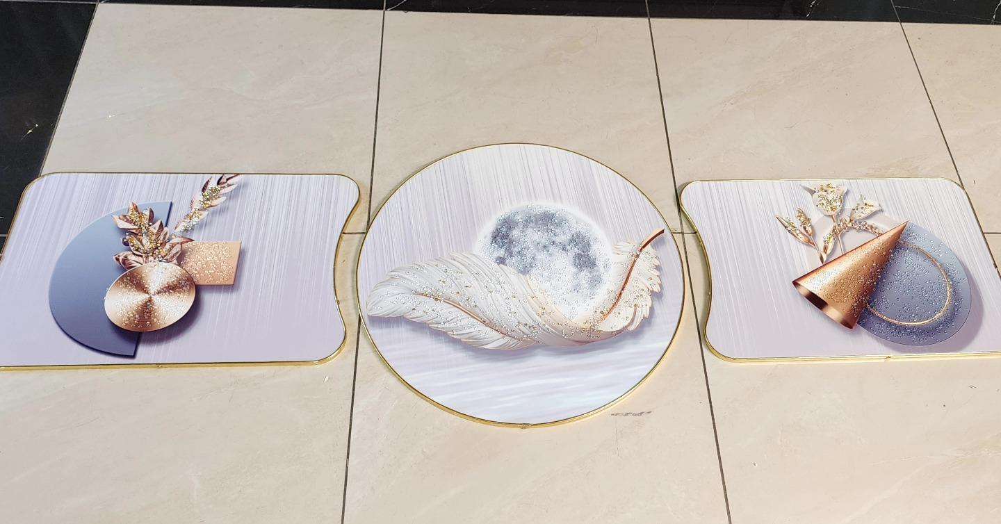 3pcs crystal porcelain decorative wall arts circular