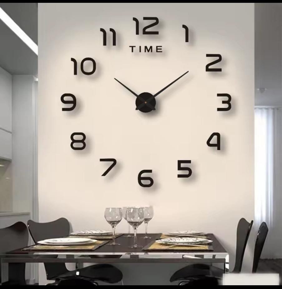 DIY 3D Mirror Surface Large Number Wall Clock