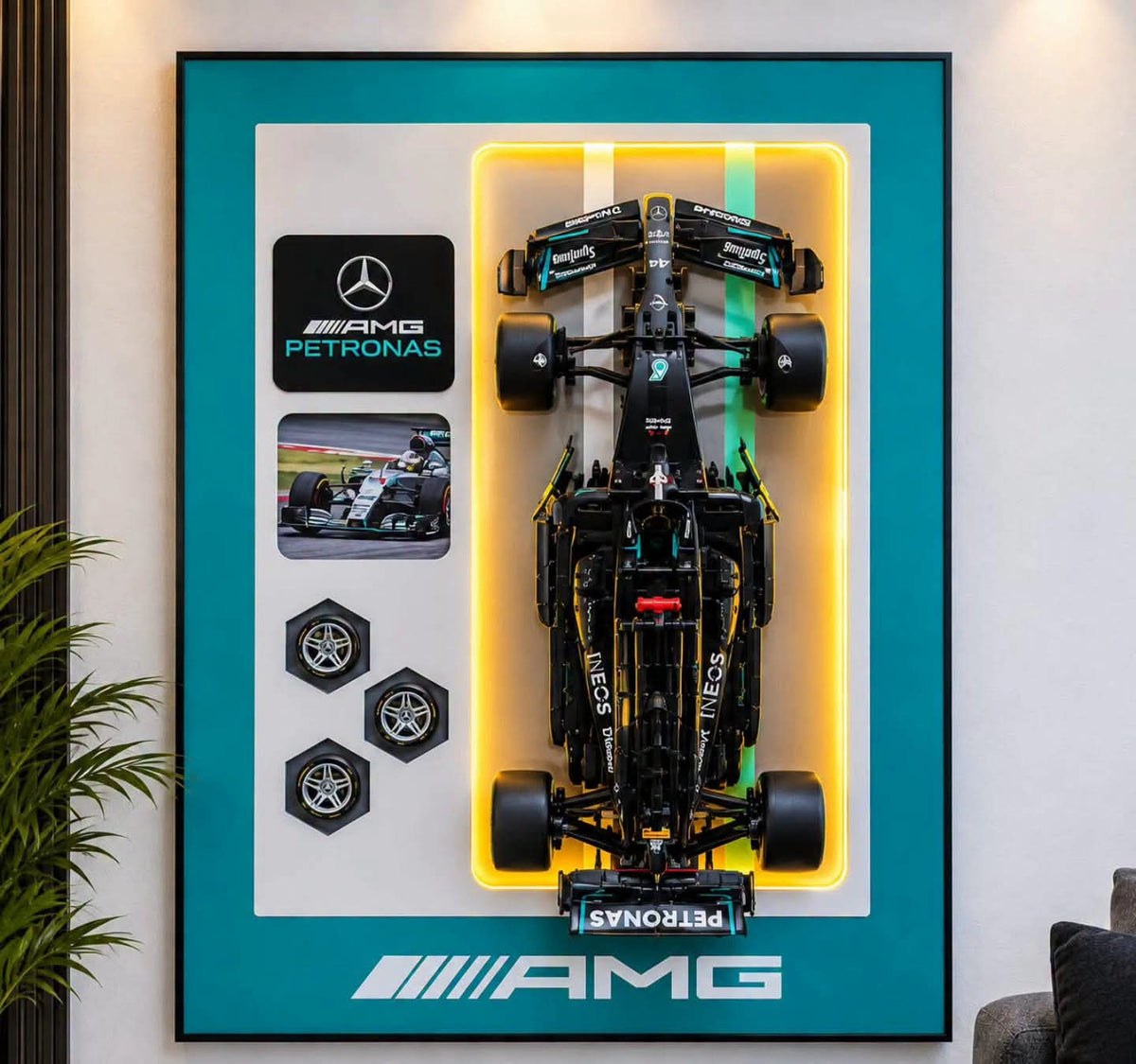LED Formula 1 cars wall decor