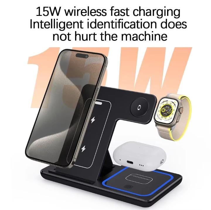 3 in 1 wireless charger for phone,airpods and smart watch