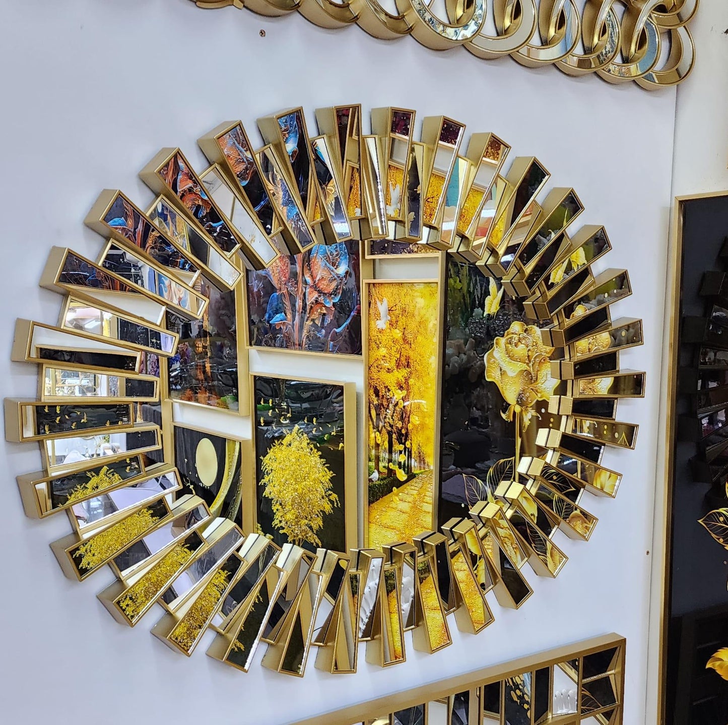 Modern Gold Oval Decorative Mirror