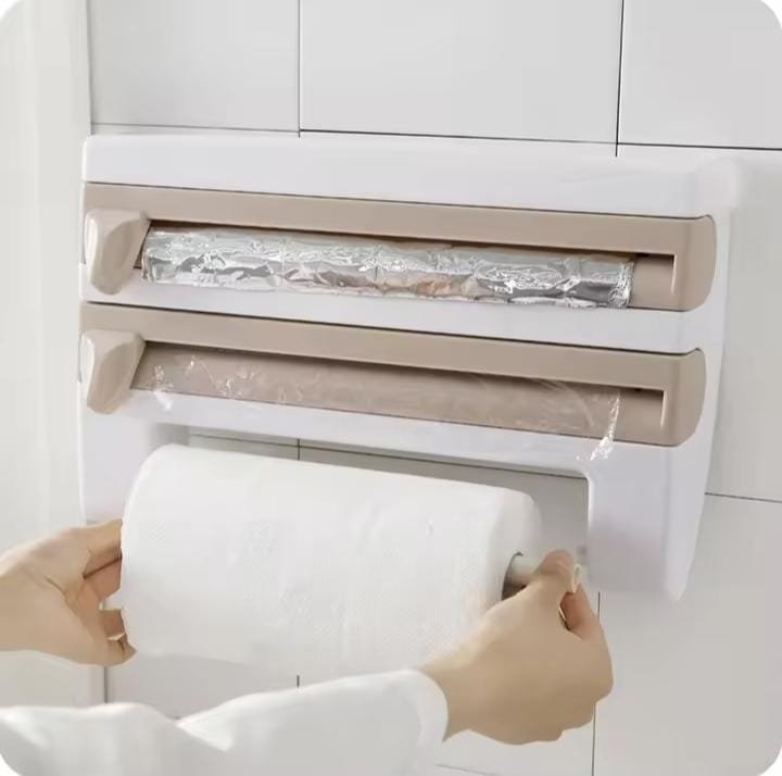 KITCHEN ORGANIZER
Shelf Kitchen Wall Mounted Cling Film Holder Wrap Storage Rack Hanger Rack Cutting Device