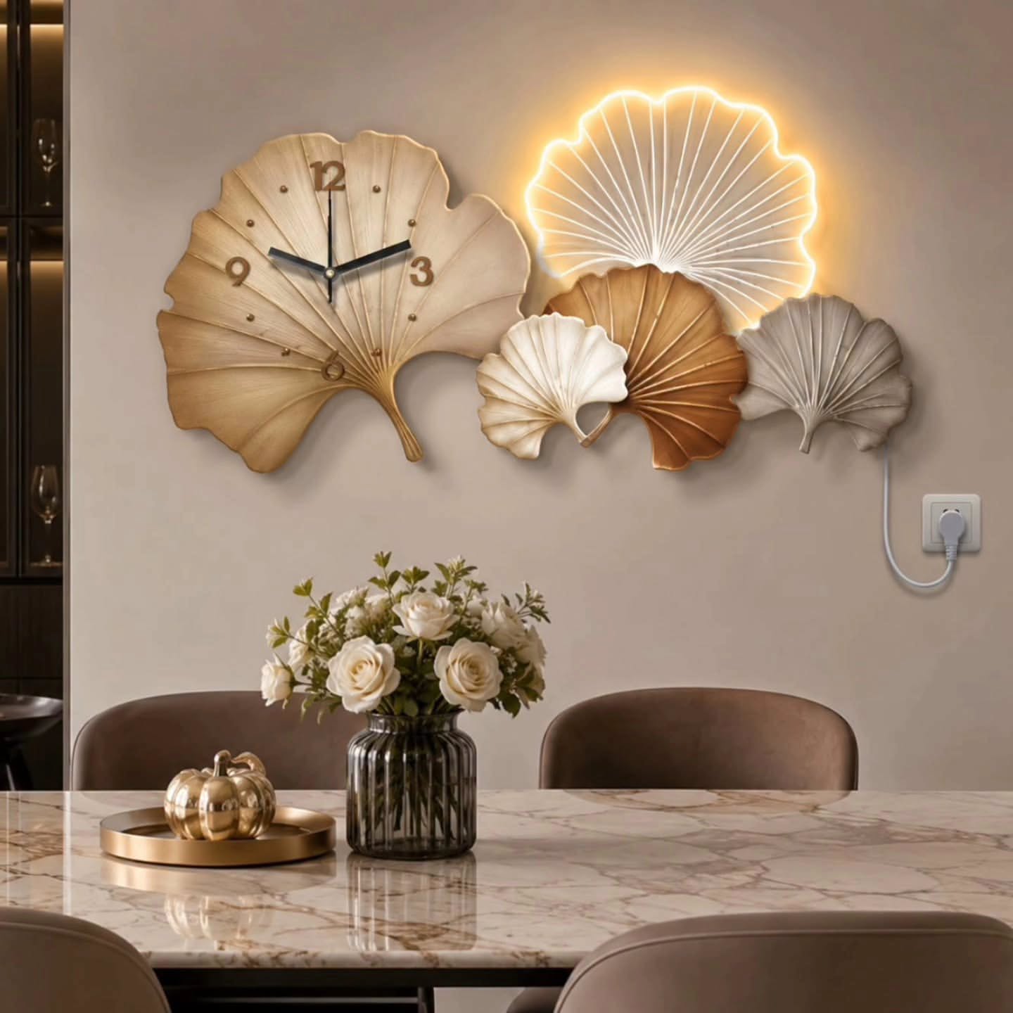 Floral LED wall clock