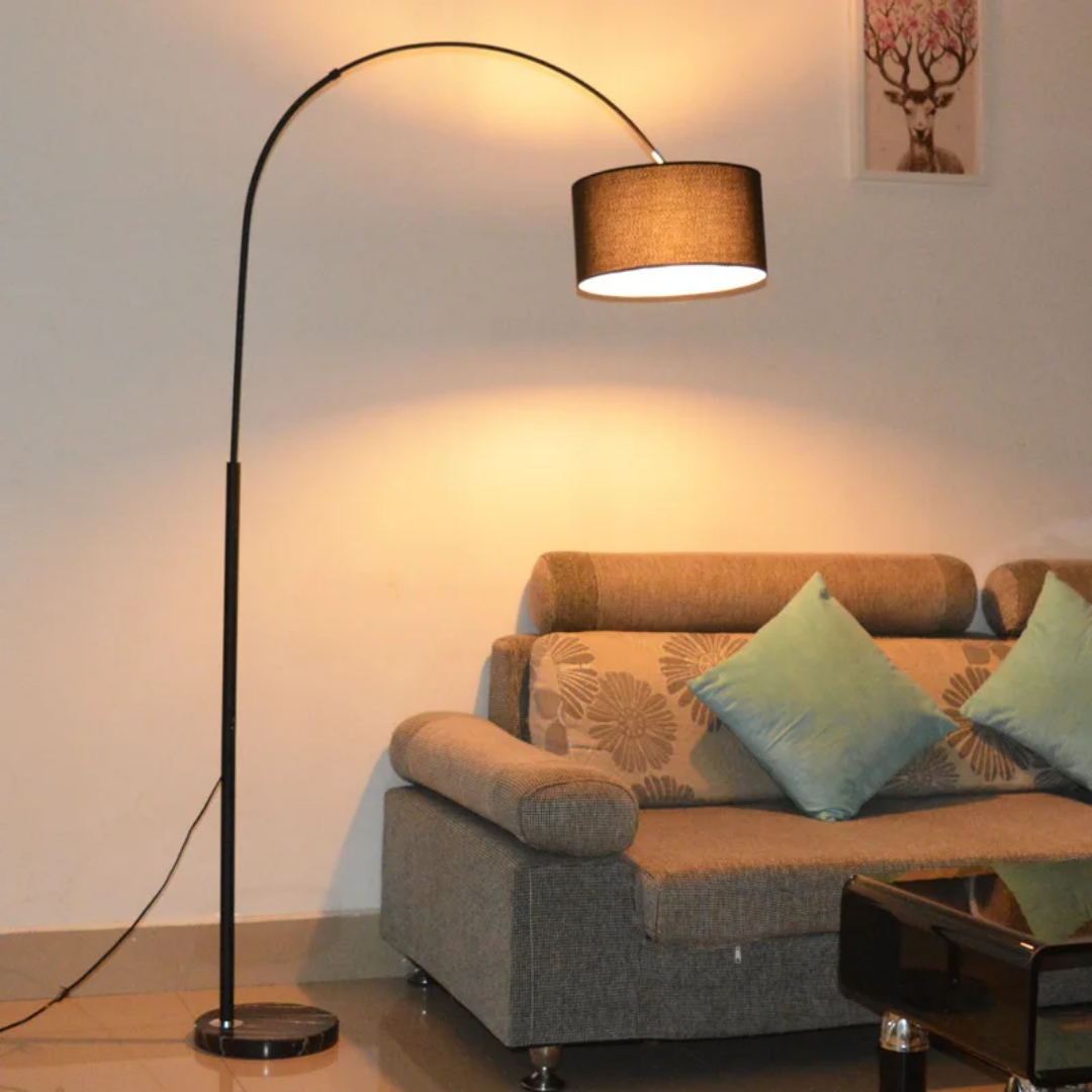 Arc Floor Lamp with Adjustable Hanging, 158-185cm Tall Pole Lamp, Black Finish Modern Floor Lamp, Standing Accent Light, LED Floor Lamp for Living Room, Bedroom, Office