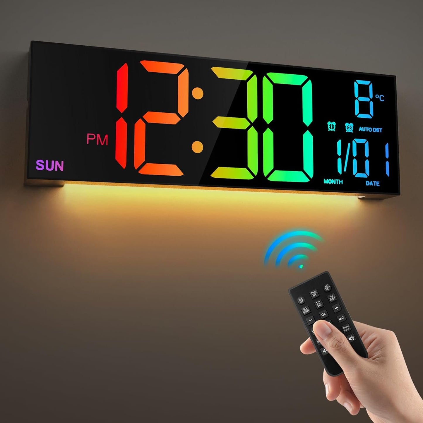 LED DIGITAL MULTICOLOR WALL CLOCK