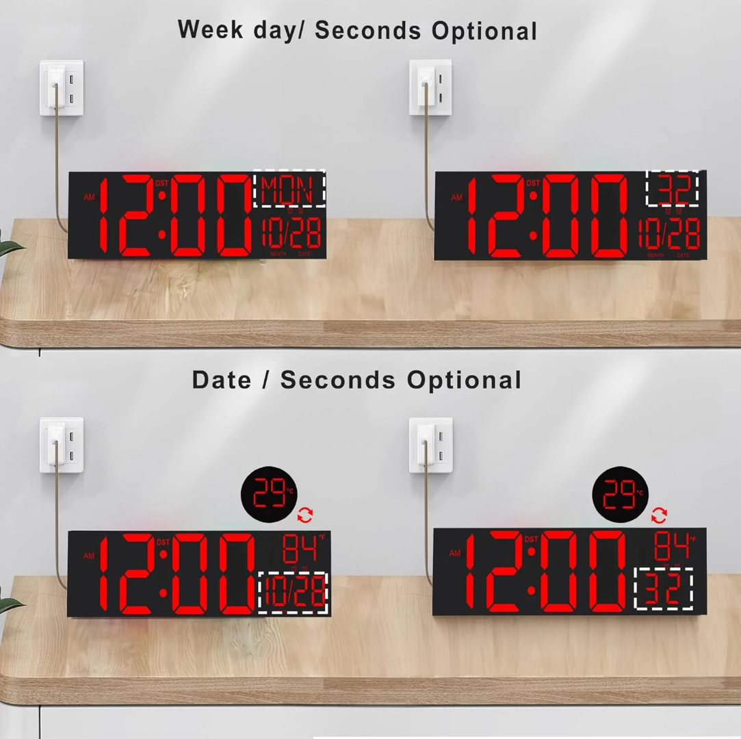 30 inch large remote controlled digital alarm clock