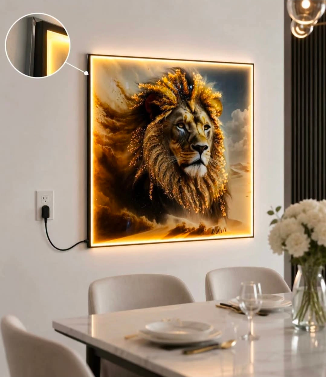 Huge LED lion wall pc