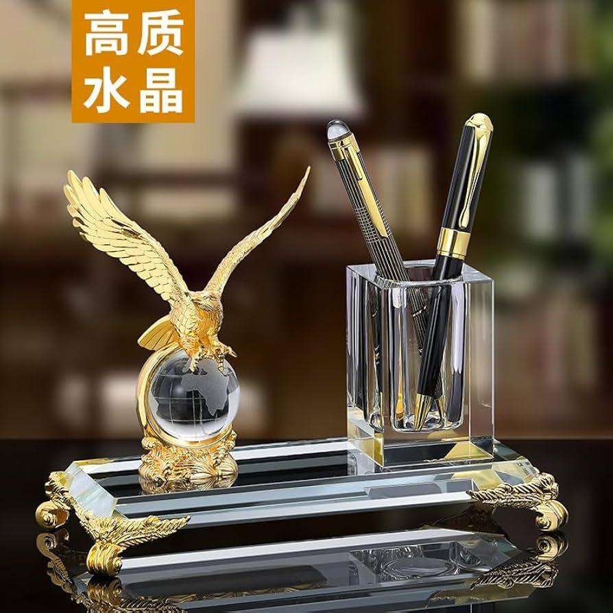 Crystal glass Eagle pen holder