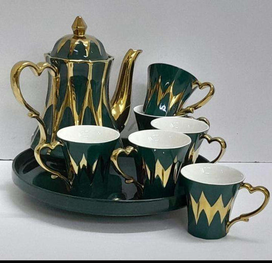 Green gold tea set