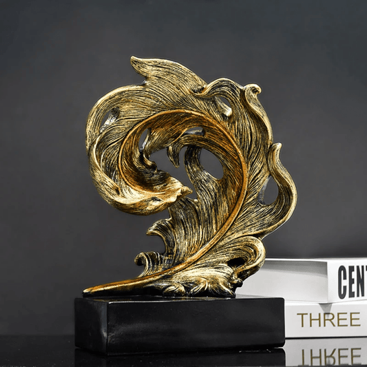 Resin Figurine Crafts Feather Statue for Desktop