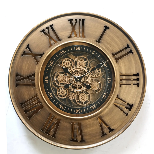 Vintage clock with moving gears