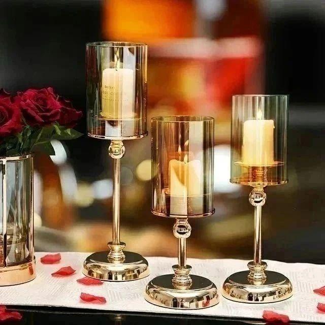 Big Luxury Metal Glass Candle Holder