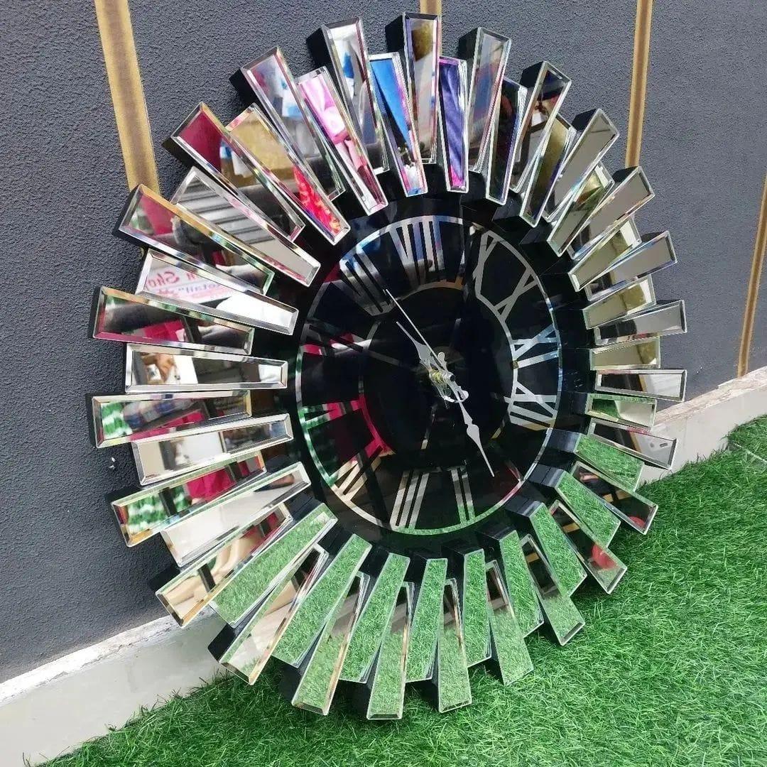 Sunburst Roman Mirrored Decorative Wall Clock