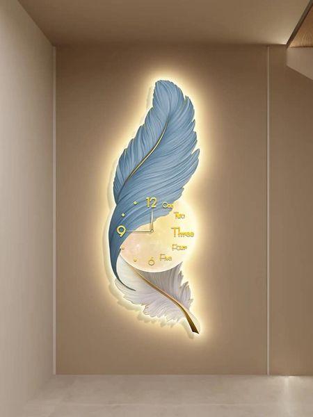 Luxury Feather Decorative Wall Clock With Led Light