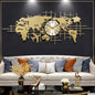 Large World Map Metal Decorative Wall Clock