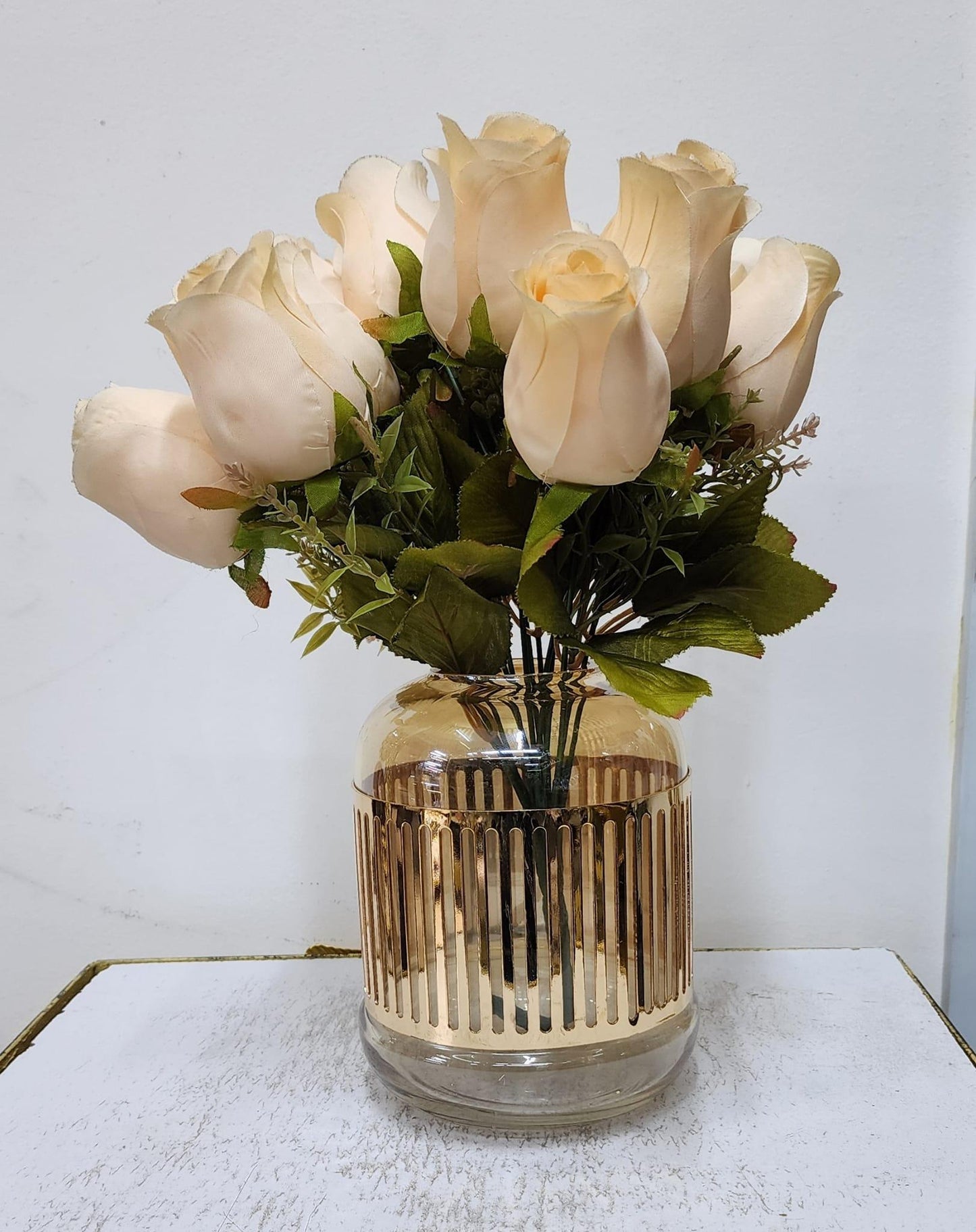 Golden Metal Glass Flower Vase