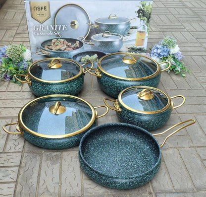 5PCS GRANITE COATING KITCHEN COOKWARE SET