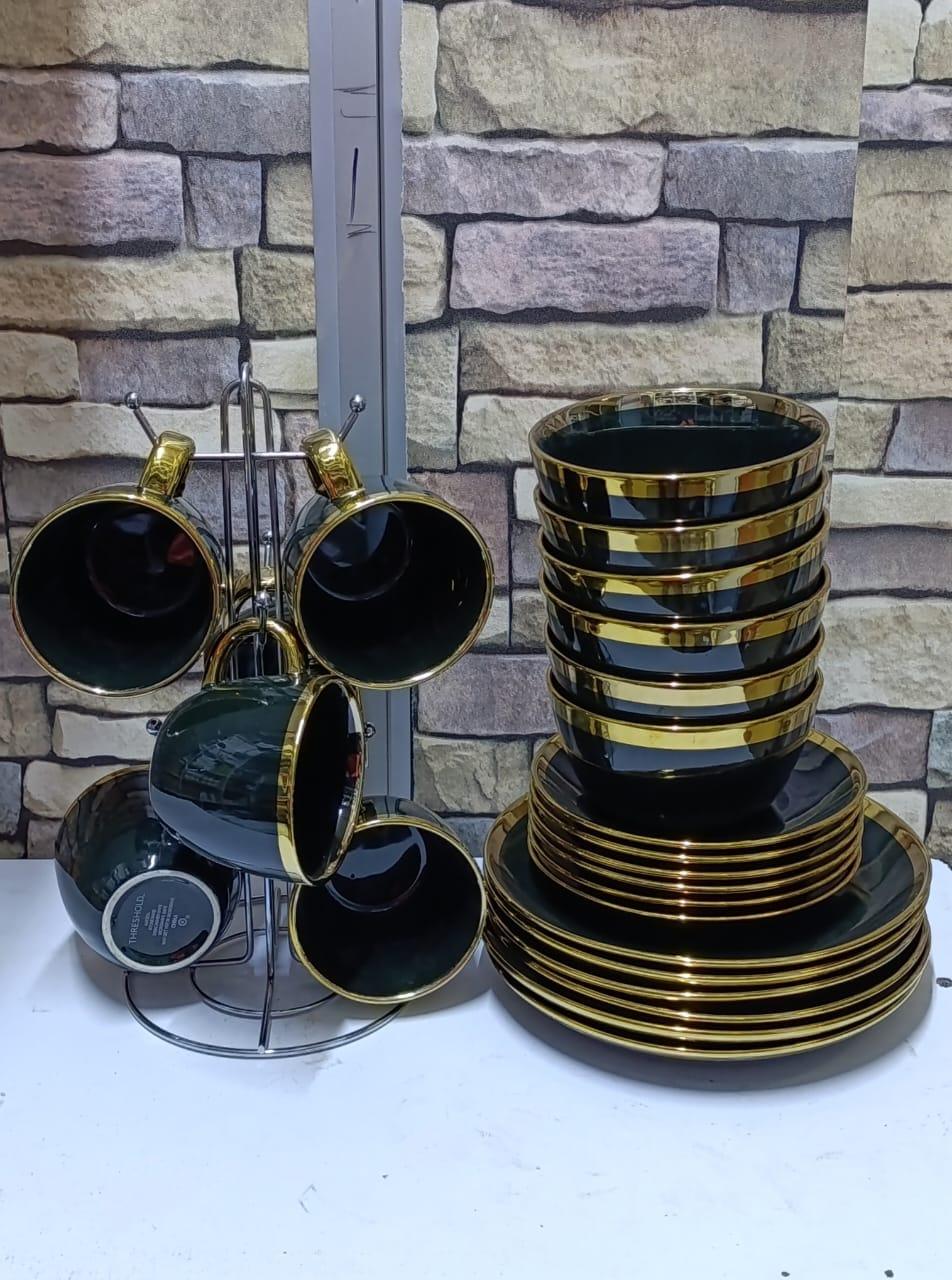 24 pcs black dinner set