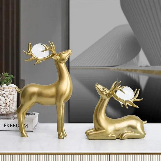 2Pcs Deer Sculpture Decor