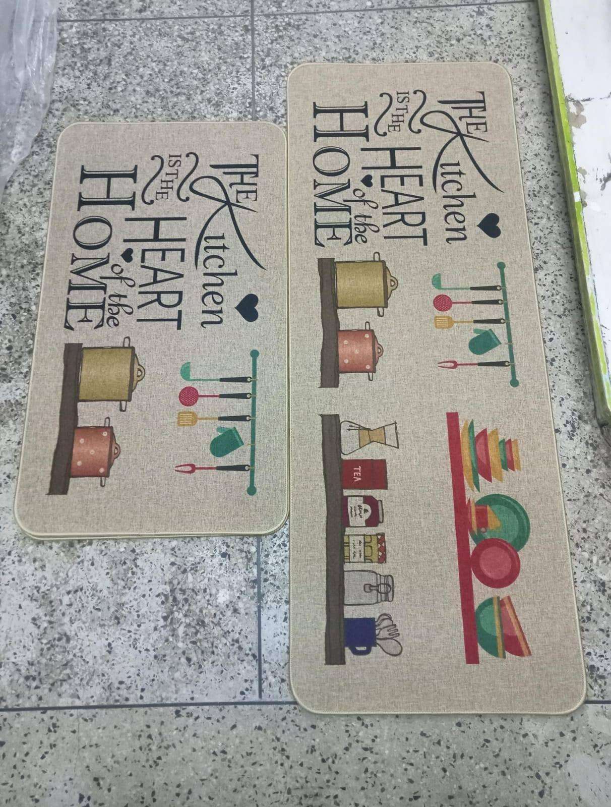 2 pcs rubber base anti slip kitchen mats