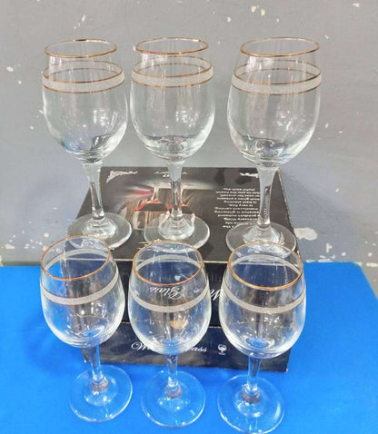 6 pcs gold rim wine glasses