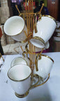 6 pcs narrow base golden mugs