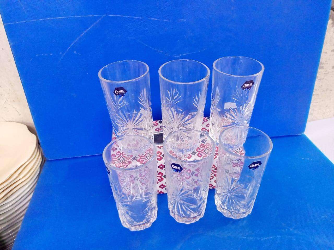 6  pcs heavy clear water glasses