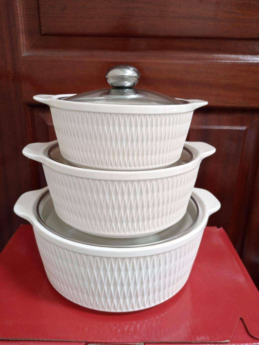 3 pcs serving bowls white