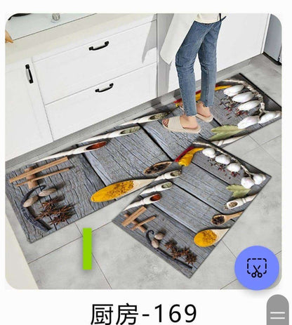 2 pcs rubber base anti slip kitchen mats