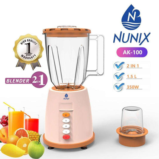 Nunix AK-100 - 2 In 1 Blender With Grinding Machine - 1.5L