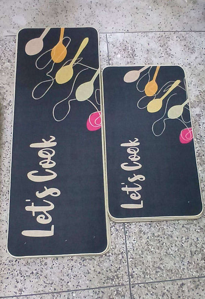 2 pcs rubber base anti slip kitchen mats