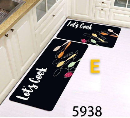 2 pcs rubber base anti slip kitchen mats