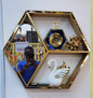 Hexagon Mirrored Decorative Wall Shelf