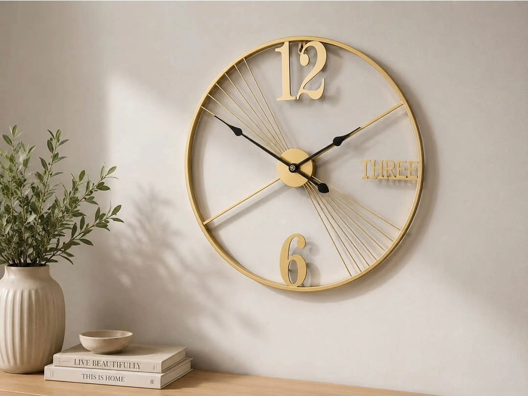 Gold metallic wall clock
