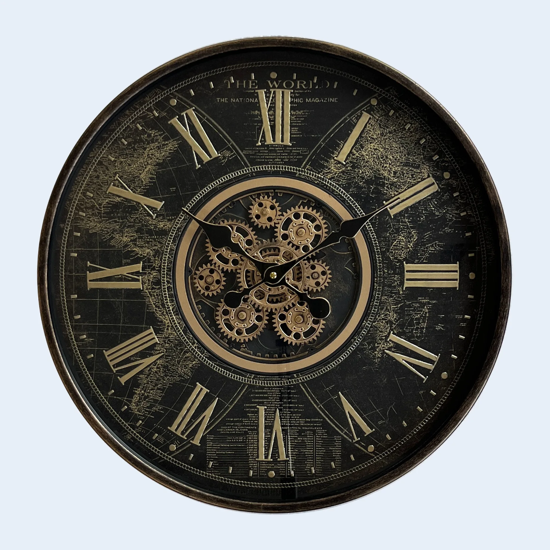 Real moving gears vintage wall clock