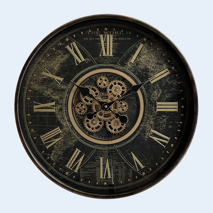 Real moving gears vintage wall clock