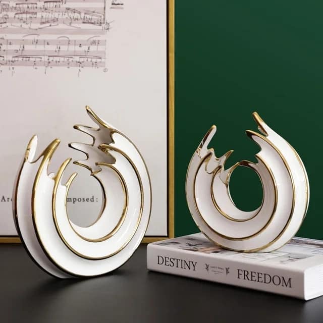 Luxury Ocean Wave White Gold Ornament Vase