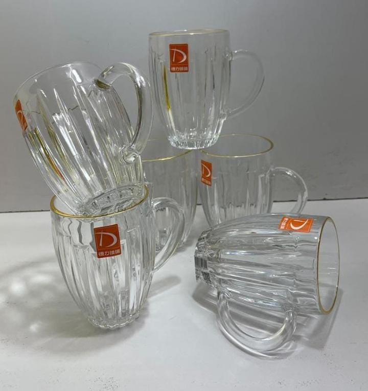 6 pcs elegant glass mugs