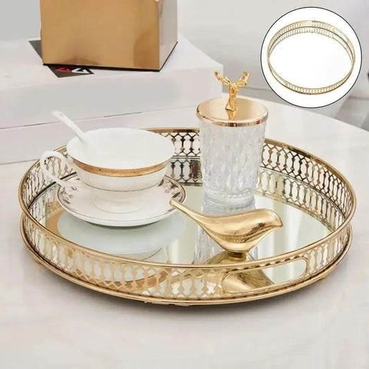 Circular Vintage Vanity Mirror Tray