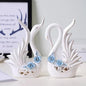 2Pcs Couple Swan Ceramic Ornaments