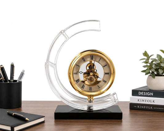 Crescent Crystal glass clock