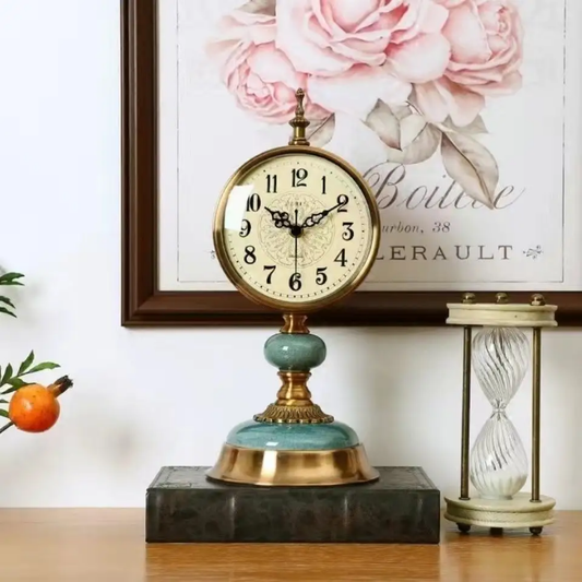 Desktop Clock Living Room Creative Desk Clock/Desktop, Home, Desk Clock, Seat Clock/Personal Pendulum Clock/18.9 Inches, Metal, Ceramic Tabletop Decorative Clock