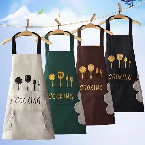 Kitchen Apron With Hand Wipe Pocket