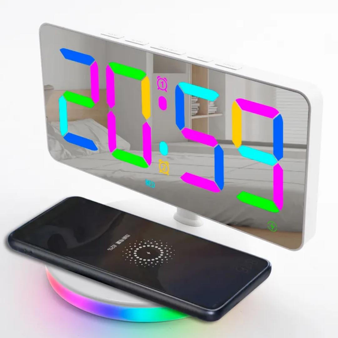 Wireless charging – Multicolor Display Digital alarm clock
