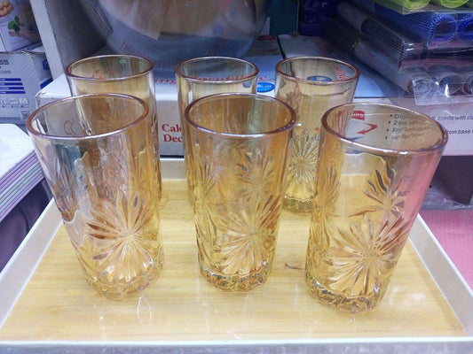 6pcs heavy gold water glasses