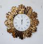 Red Gold Sunburst Mirrored Decorative Wall Clock